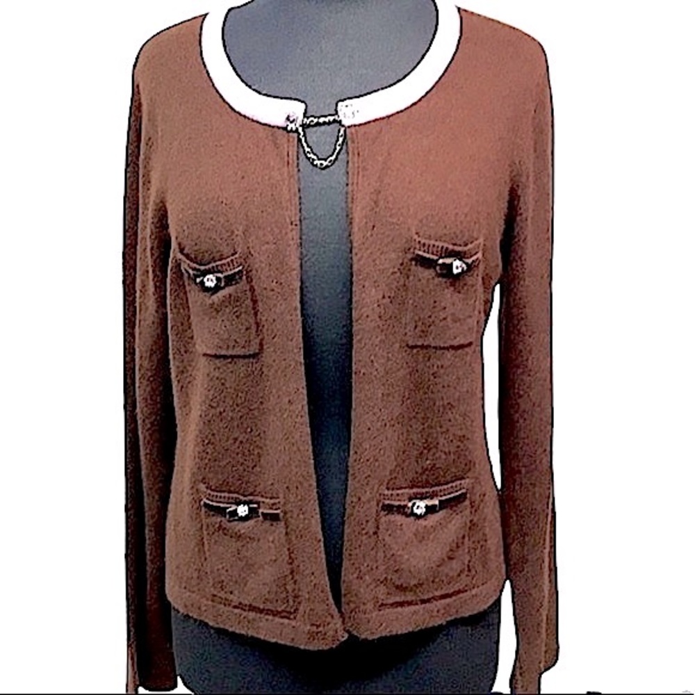 ECI Angora Jeweled Open Cardigan